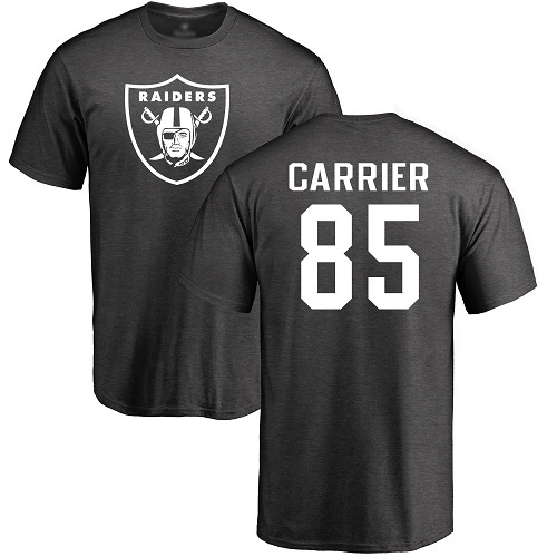 Men Oakland Raiders Ash Derek Carrier One Color NFL Football #85 T Shirt->nfl t-shirts->Sports Accessory